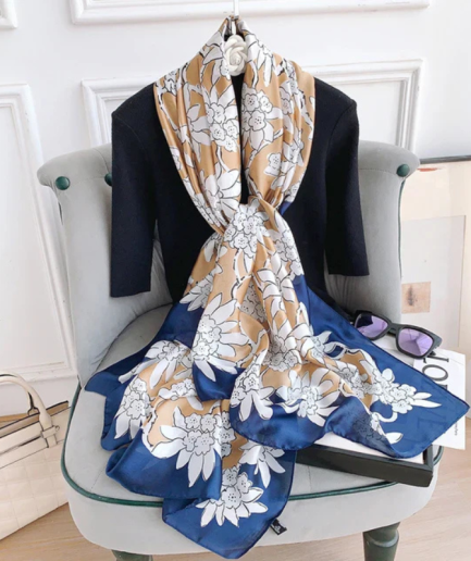Silk Floral Print Scarf